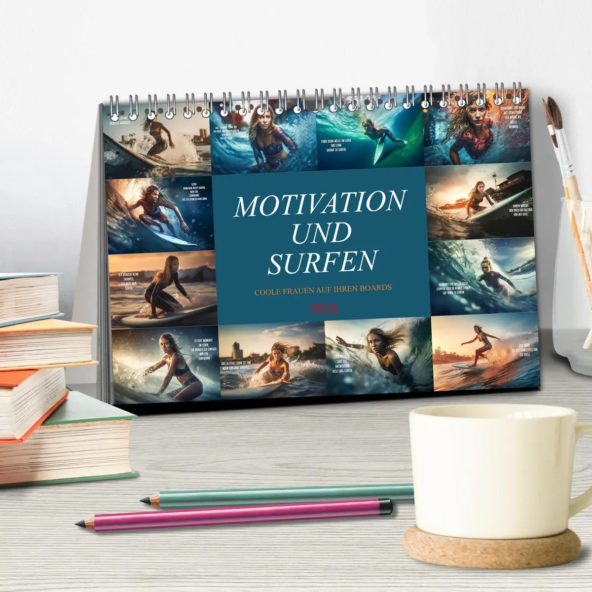 Bild: 9783457525999 | Motivation und Surfen (Tischkalender 2026 DIN A5 quer), CALVENDO...