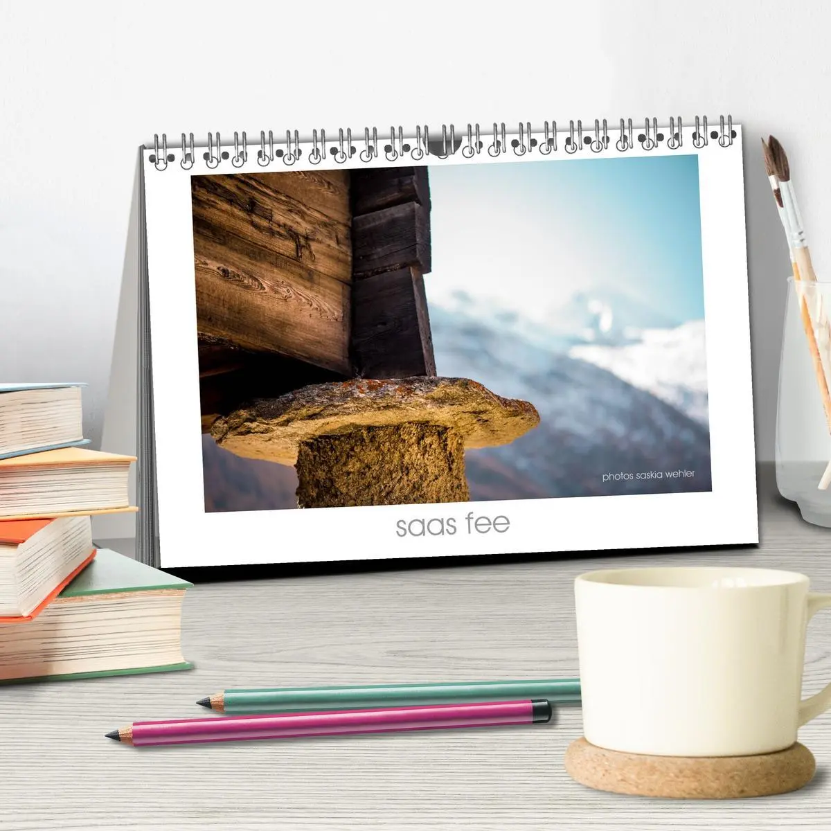 Bild: 9783457966099 | saas fee (Tischkalender 2026 DIN A5 quer), CALVENDO Monatskalender