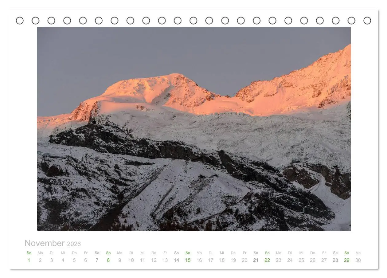 Bild: 9783457966099 | saas fee (Tischkalender 2026 DIN A5 quer), CALVENDO Monatskalender