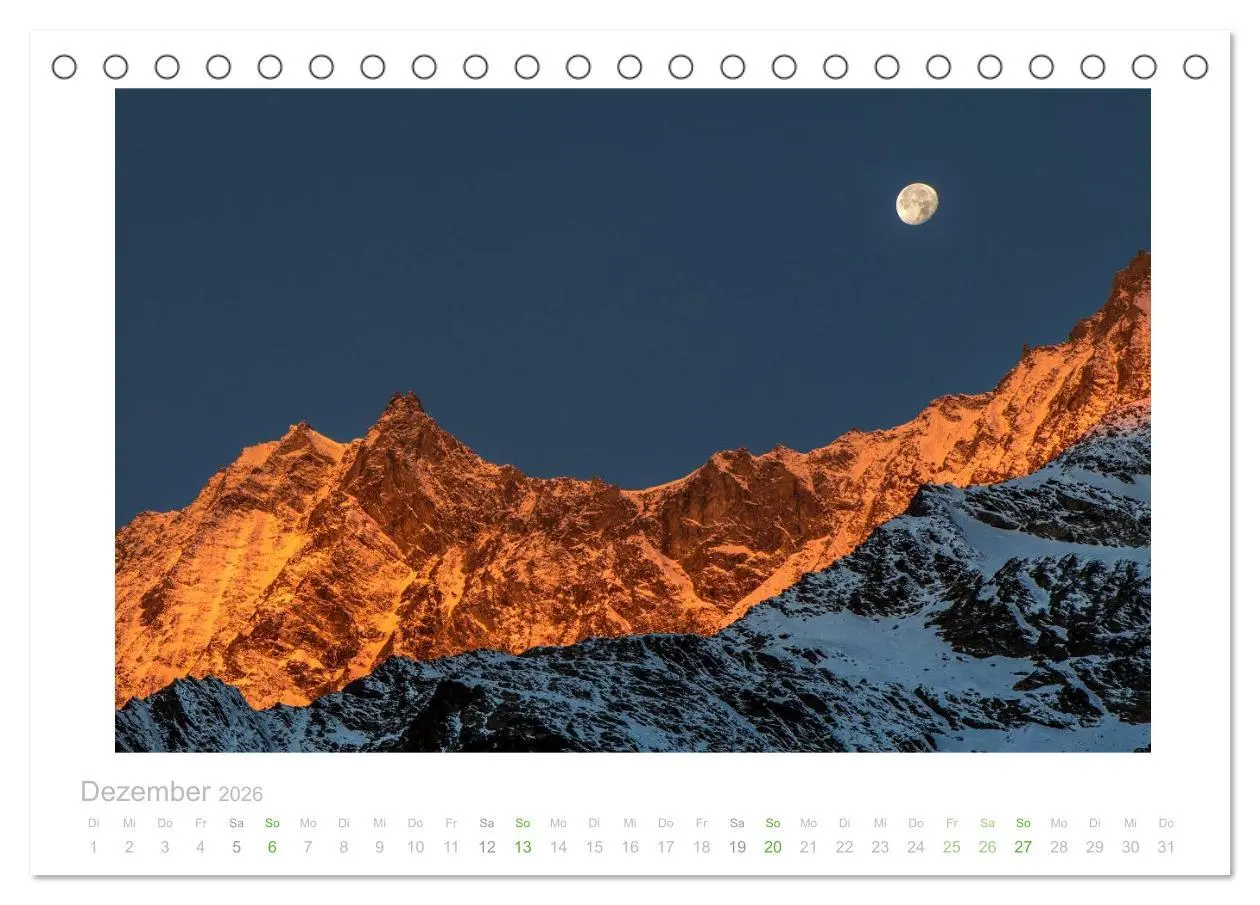 Bild: 9783457966099 | saas fee (Tischkalender 2026 DIN A5 quer), CALVENDO Monatskalender