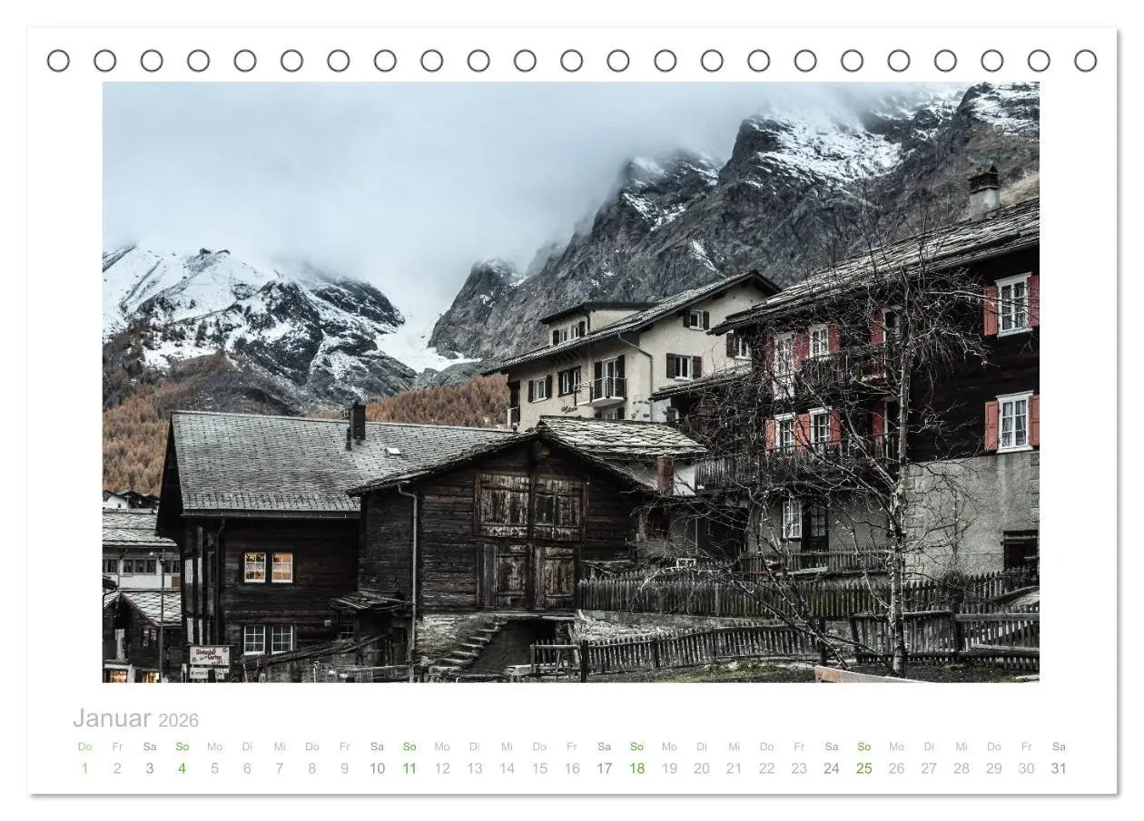 Bild: 9783457966099 | saas fee (Tischkalender 2026 DIN A5 quer), CALVENDO Monatskalender