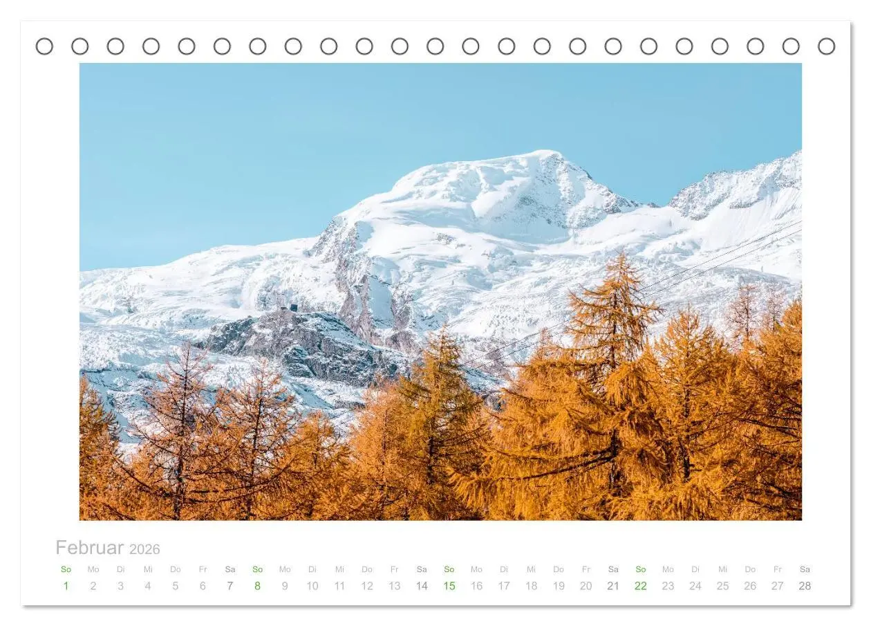 Bild: 9783457966099 | saas fee (Tischkalender 2026 DIN A5 quer), CALVENDO Monatskalender