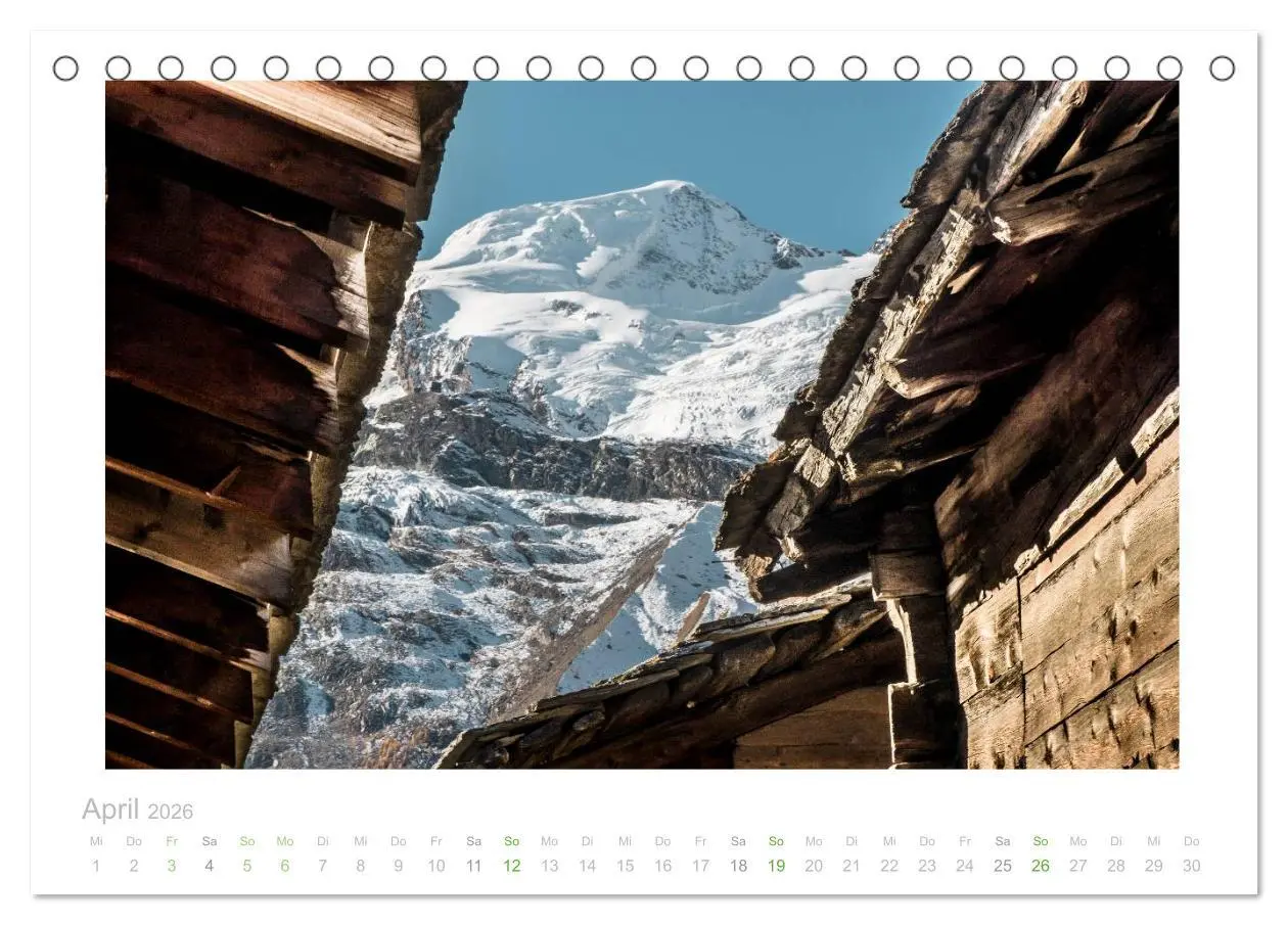 Bild: 9783457966099 | saas fee (Tischkalender 2026 DIN A5 quer), CALVENDO Monatskalender