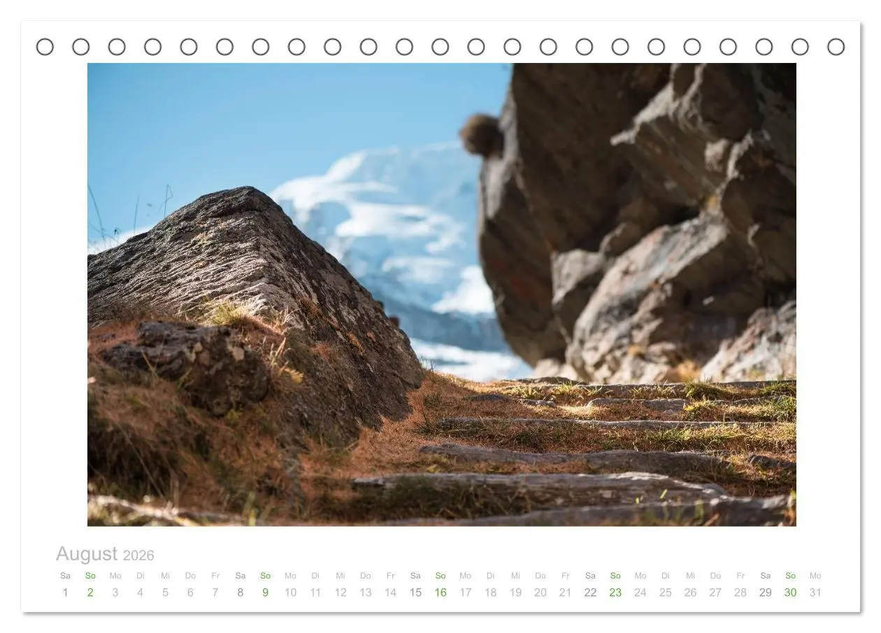 Bild: 9783457966099 | saas fee (Tischkalender 2026 DIN A5 quer), CALVENDO Monatskalender