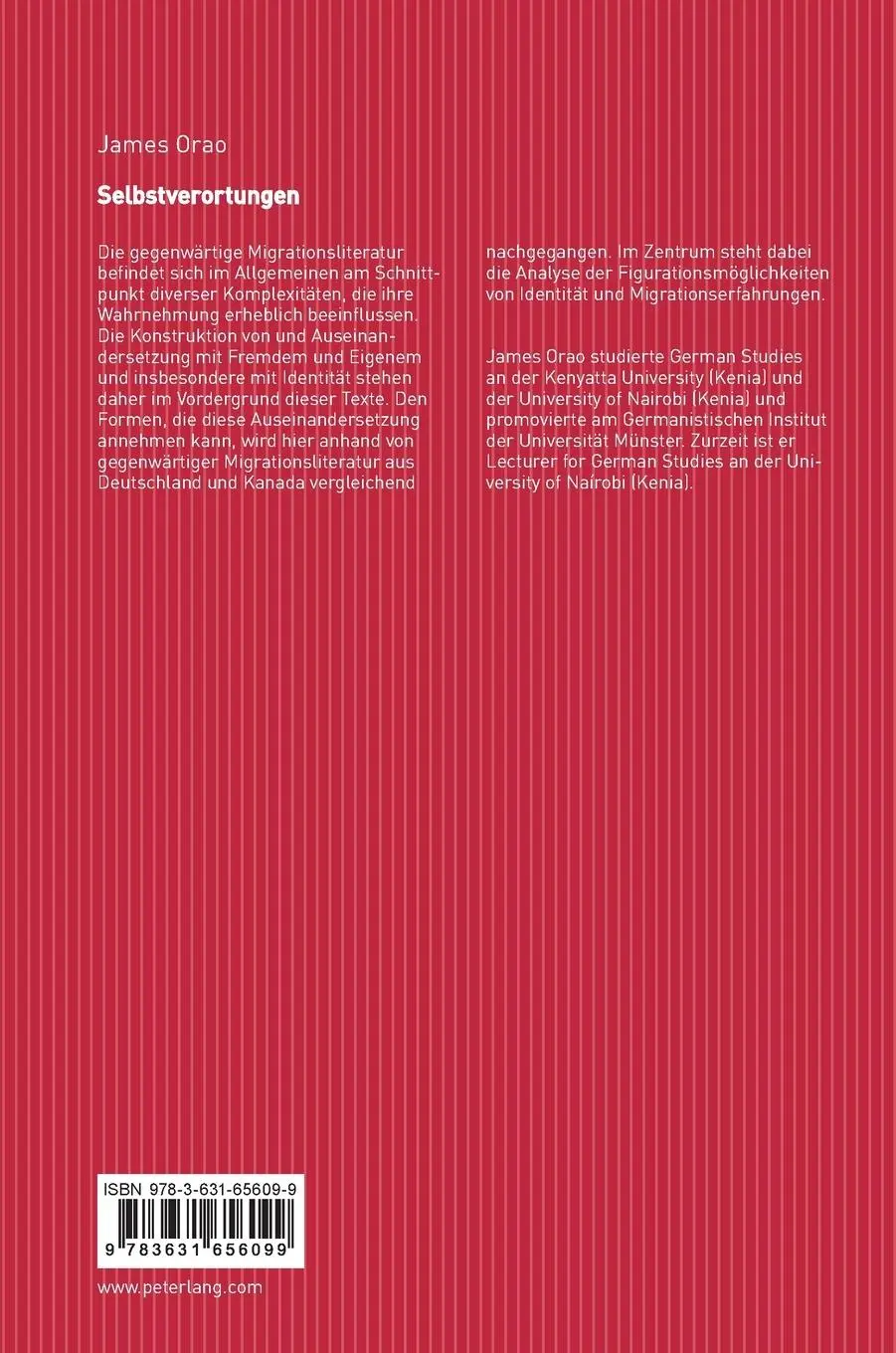 Rückseite: 9783631656099 | Selbstverortungen | James Orao | Buch | Gebunden | Deutsch | 2014