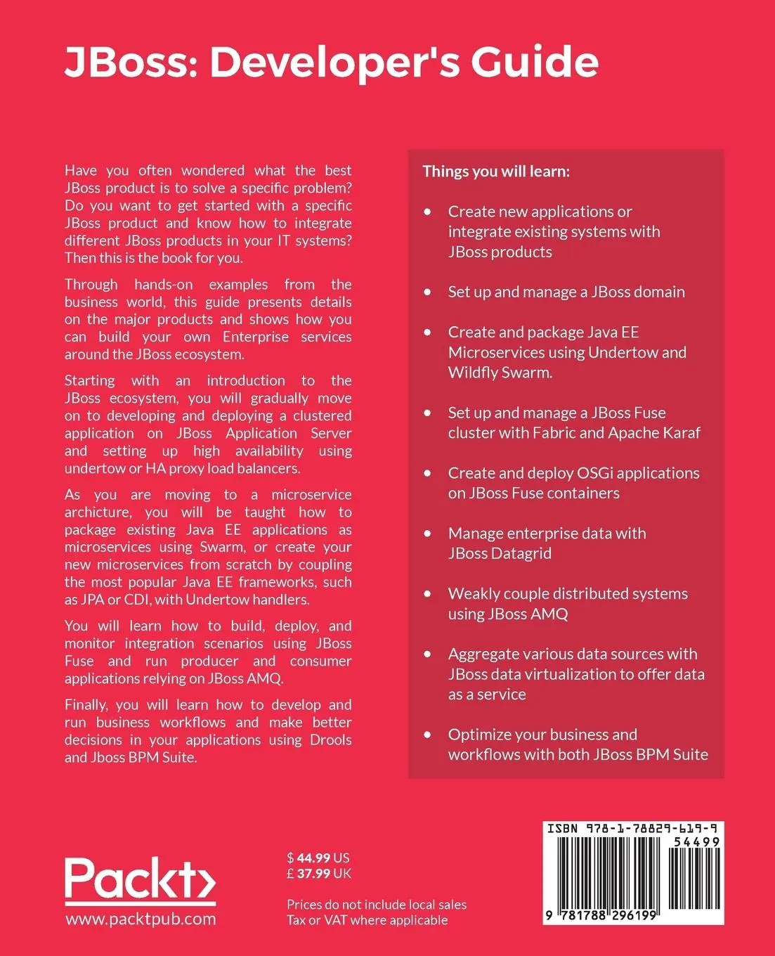 Rückseite: 9781788296199 | JBoss | Developer's Guide | Elvadas Nono Woguia | Taschenbuch | 2017