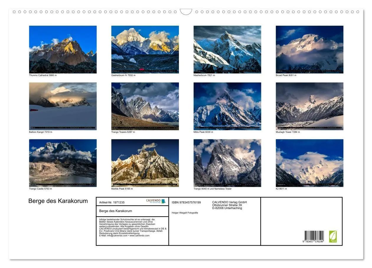 Bild: 9783457576199 | Berge des Karakorum (Wandkalender 2026 DIN A2 quer), CALVENDO...