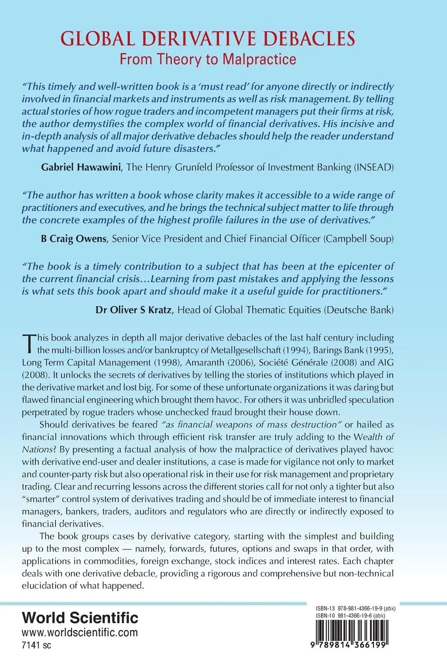 Rückseite: 9789814366199 | GLOBAL DERIVATIVE DEBACLES | Jacque Laurent L | Taschenbuch | Englisch