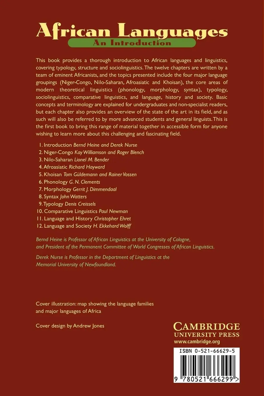 Rückseite: 9780521666299 | African Languages | An Introduction | Bernd Heine (u. a.) | Buch