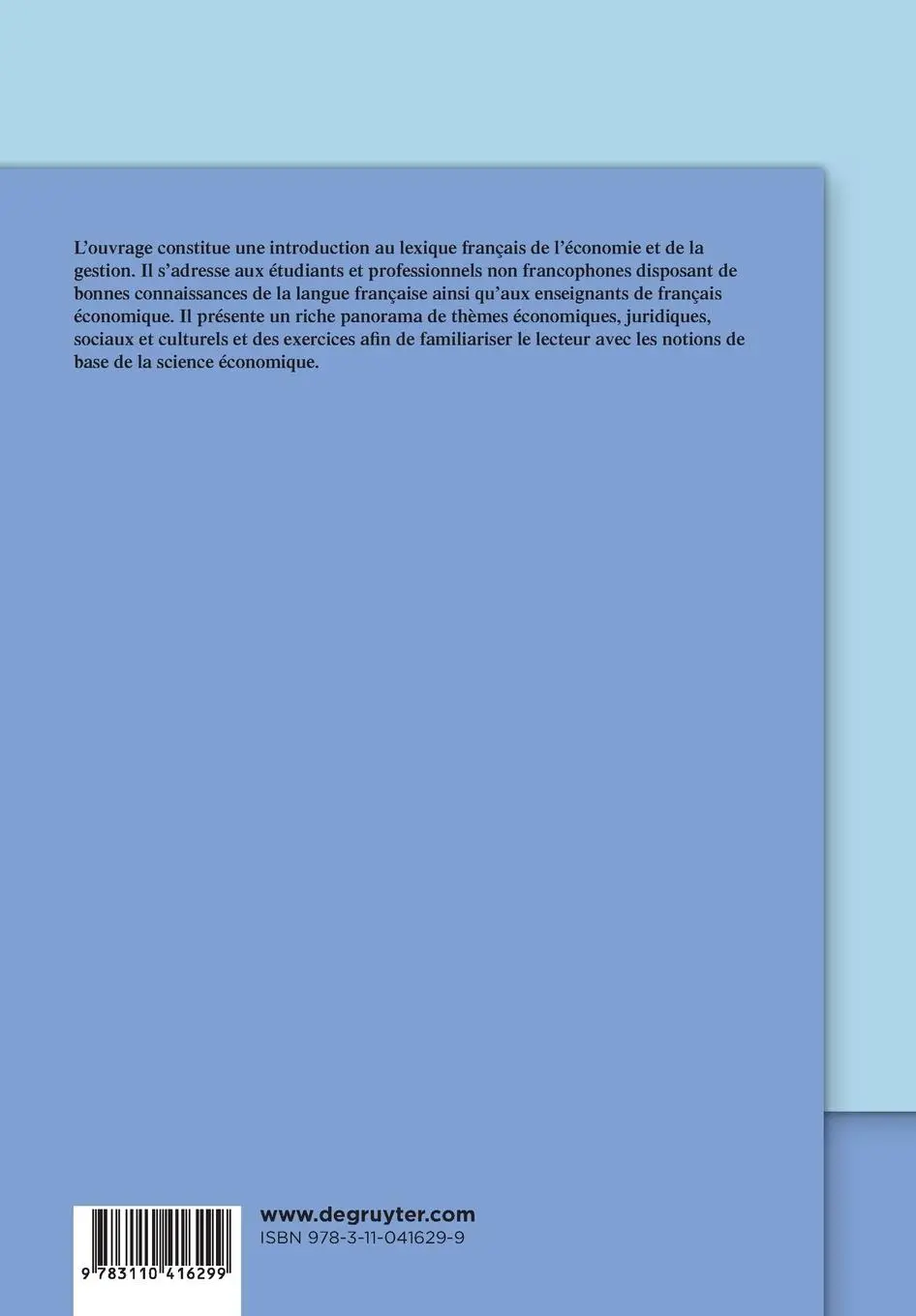 Rückseite: 9783110416299 | Initiation à l'économie et à la gestion d'entreprise | Ute Nikolay