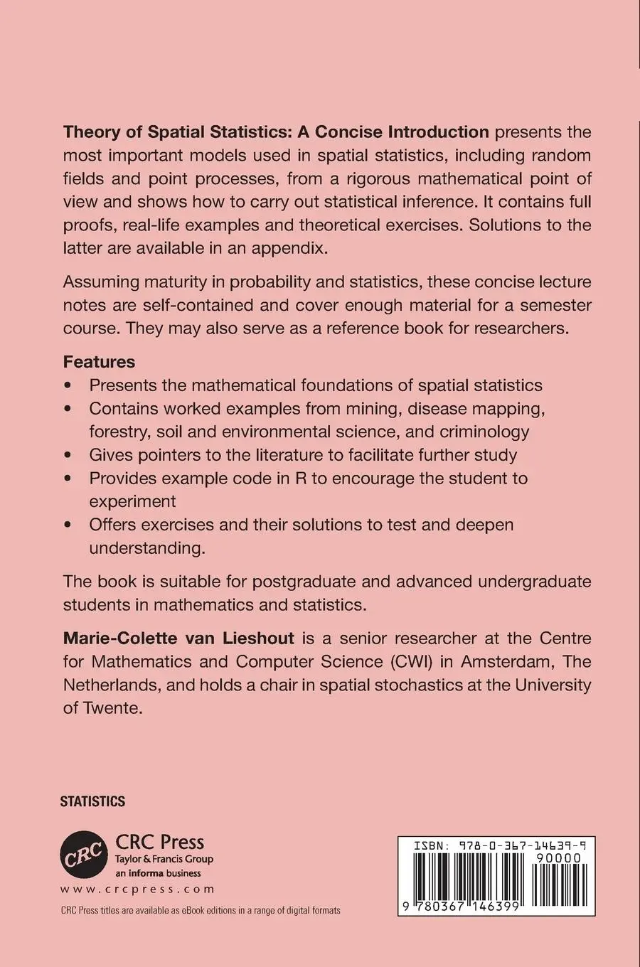 Rückseite: 9780367146399 | Theory of Spatial Statistics | A Concise Introduction | Lieshout