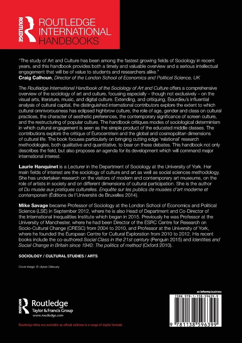 Rückseite: 9781138596399 | Routledge International Handbook of the Sociology of Art and Culture