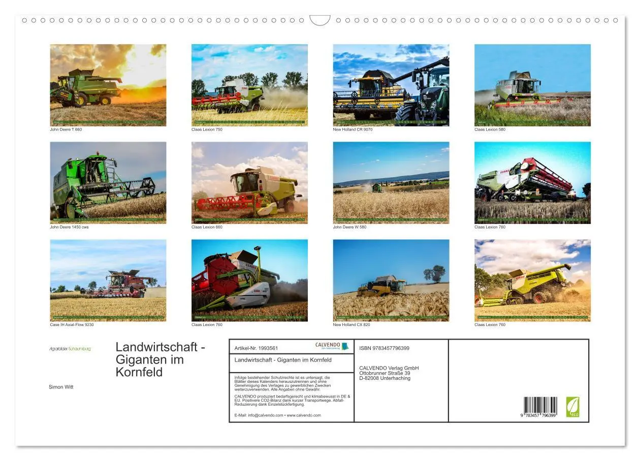 Bild: 9783457796399 | Landwirtschaft - Giganten im Kornfeld (Wandkalender 2026 DIN A2...