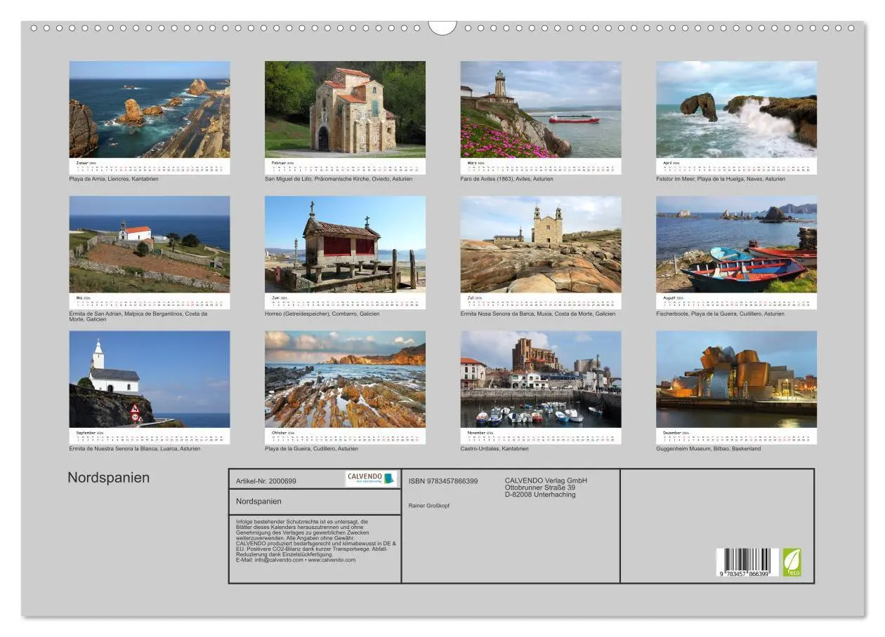 Bild: 9783457866399 | Nordspanien (Wandkalender 2026 DIN A2 quer), CALVENDO Monatskalender