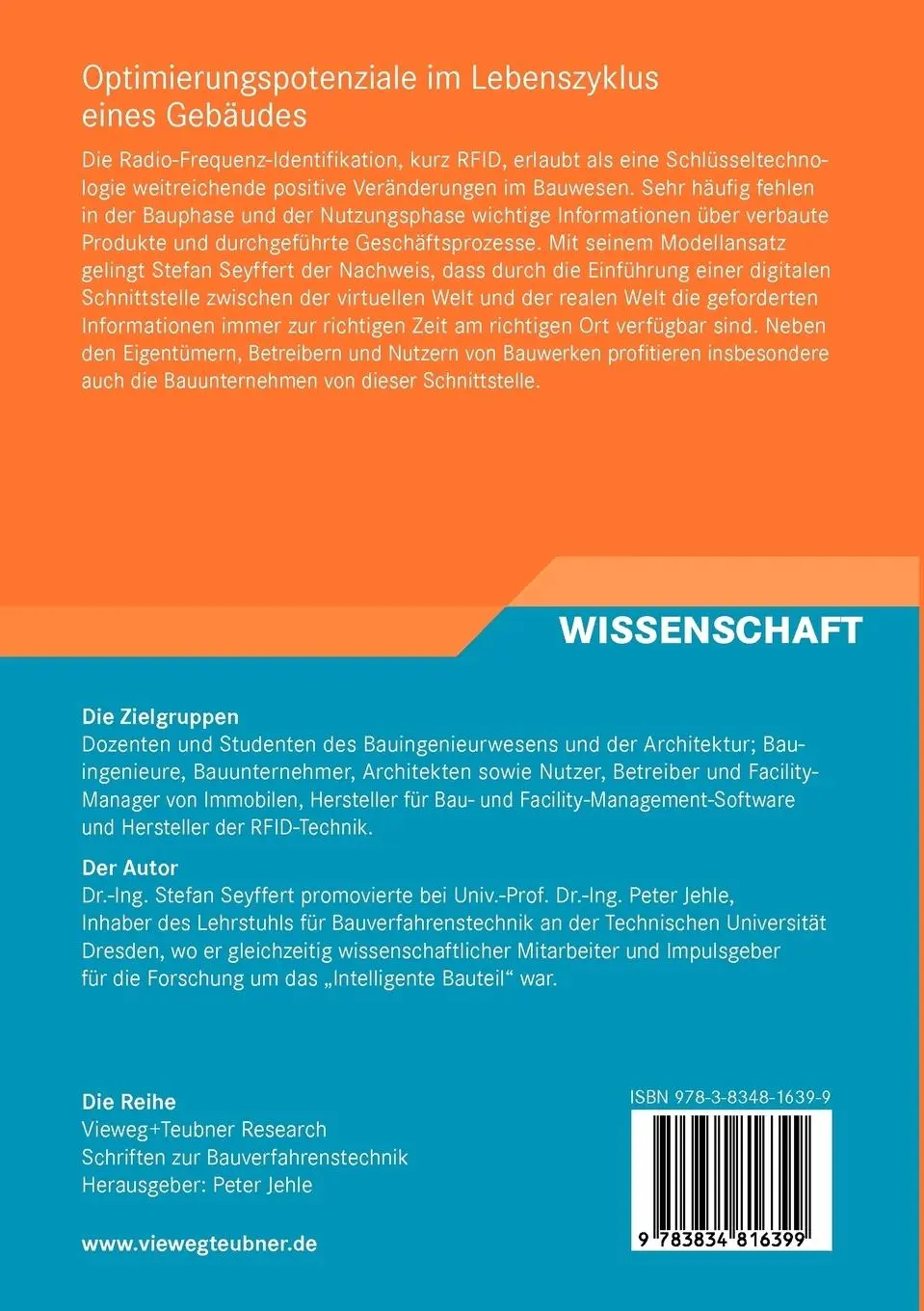 Rückseite: 9783834816399 | Optimierungspotenziale im Lebenszyklus eines Gebäudes | Seyffert