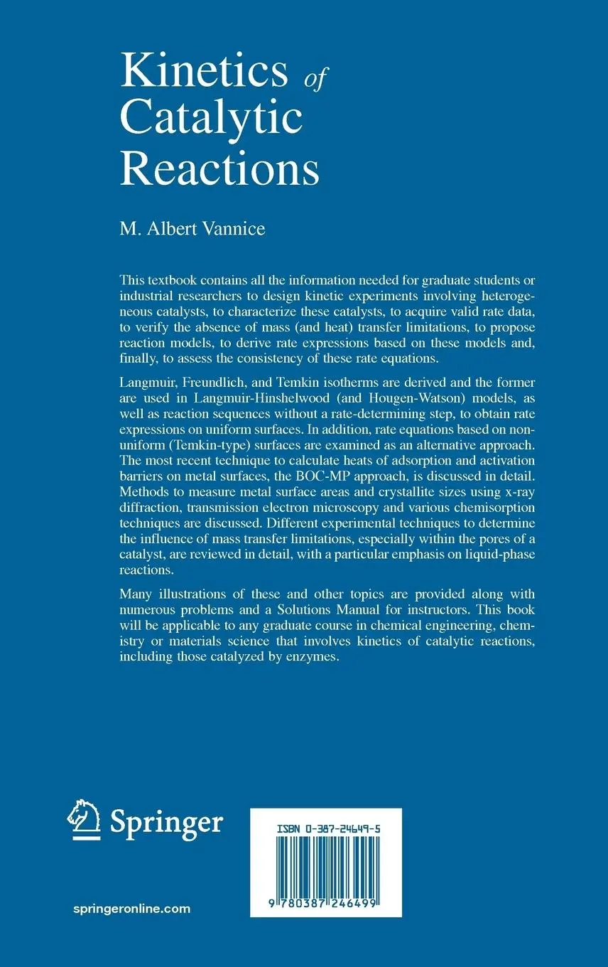 Rückseite: 9780387246499 | Kinetics of Catalytic Reactions | M. Albert Vannice | Buch | xx | 2005
