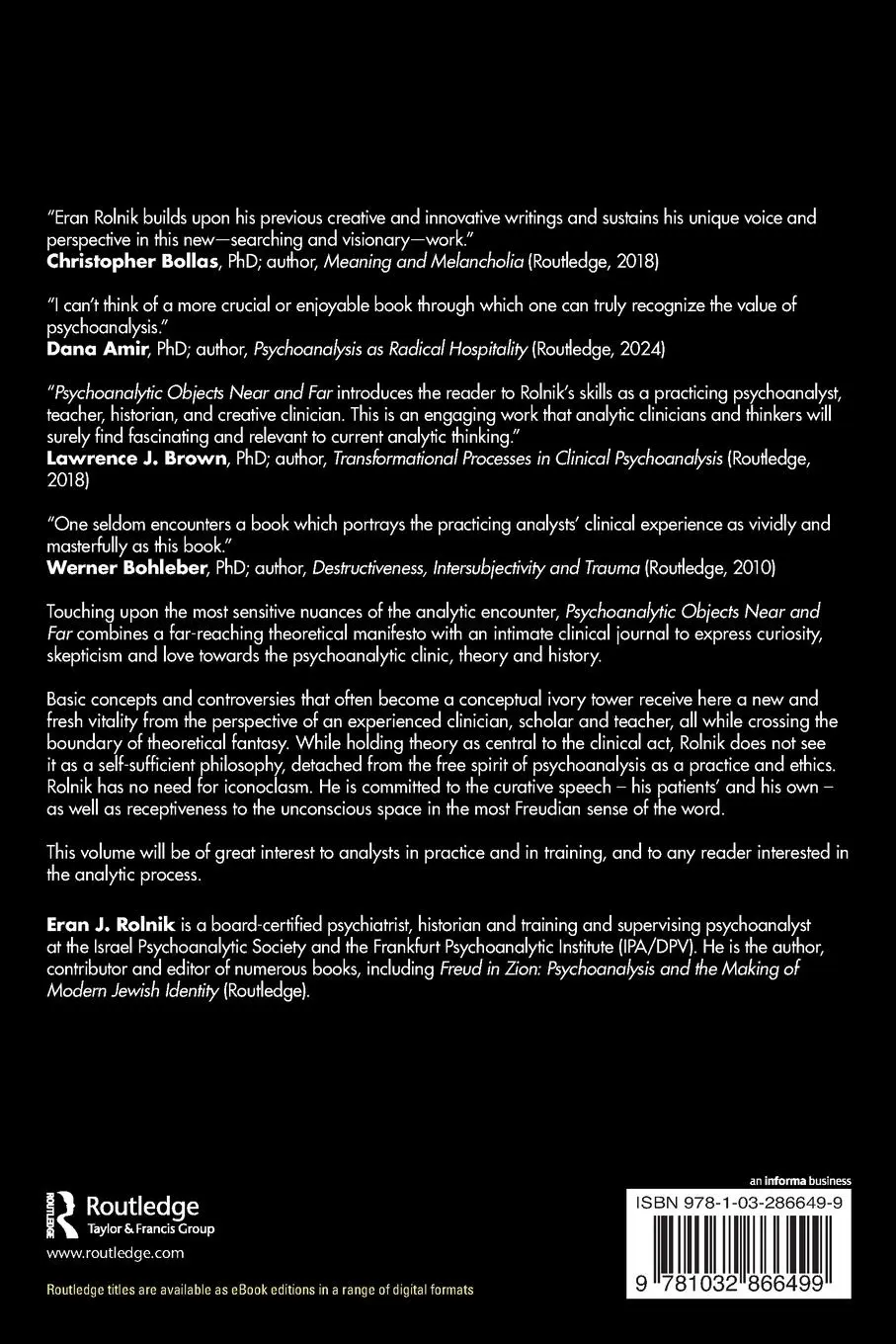 Rückseite: 9781032866499 | Psychoanalytic Objects Near and Far | Talking Cure | Eran J. Rolnik
