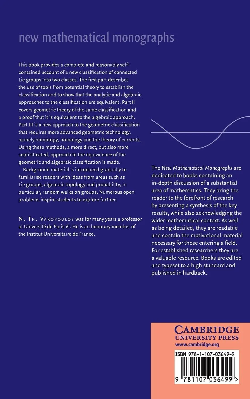 Rückseite: 9781107036499 | Potential Theory and Geometry on Lie Groups | N. Th. Varopoulos | Buch