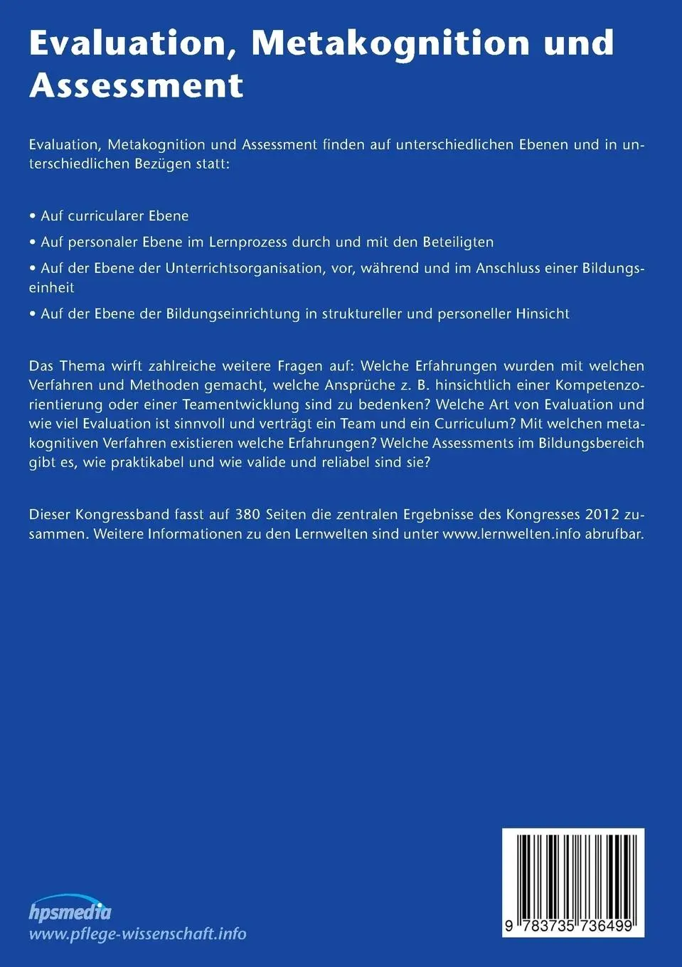 Rückseite: 9783735736499 | Evaluation, Metakognition und Assessment | Andreas Lauterbach | Buch