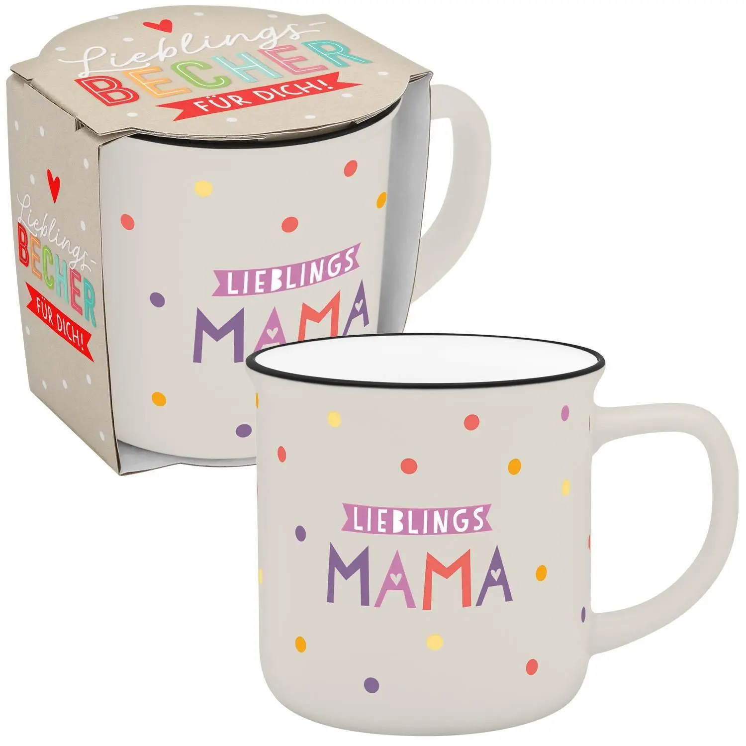Becher in Emailloptik "Lieblingsmama"