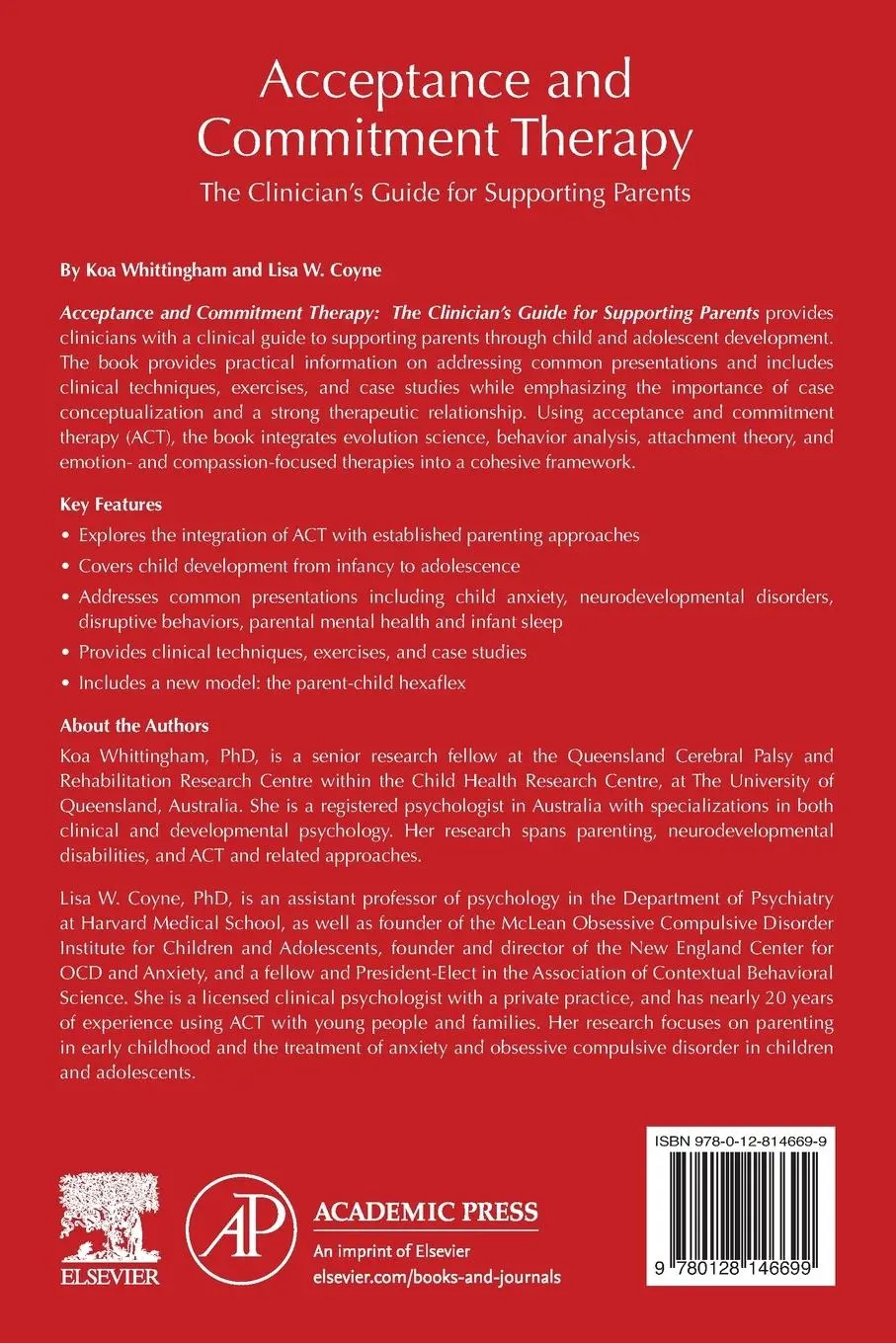Rückseite: 9780128146699 | Acceptance and Commitment Therapy | Koa Whittingham (u. a.) | Buch