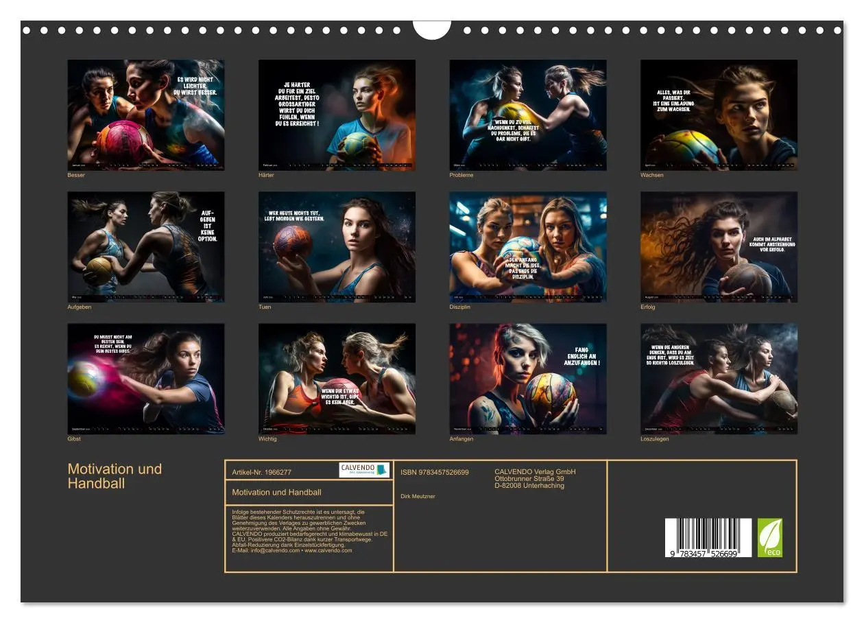Bild: 9783457526699 | Motivation und Handball (Wandkalender 2026 DIN A3 quer), CALVENDO...