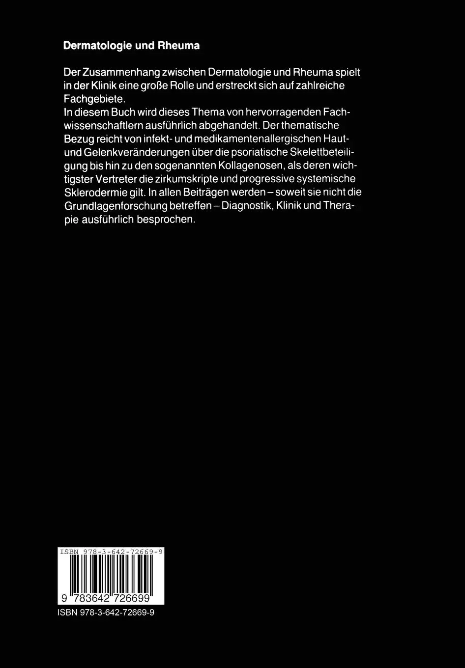 Rückseite: 9783642726699 | Dermatologie und Rheuma | Hans Holzmann (u. a.) | Taschenbuch | xxi