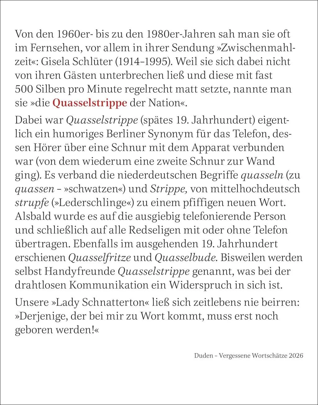 Bild: 9783840036699 | Duden Vergessene Wortschätze Tagesabreißkalender 2026 | Maik Goth