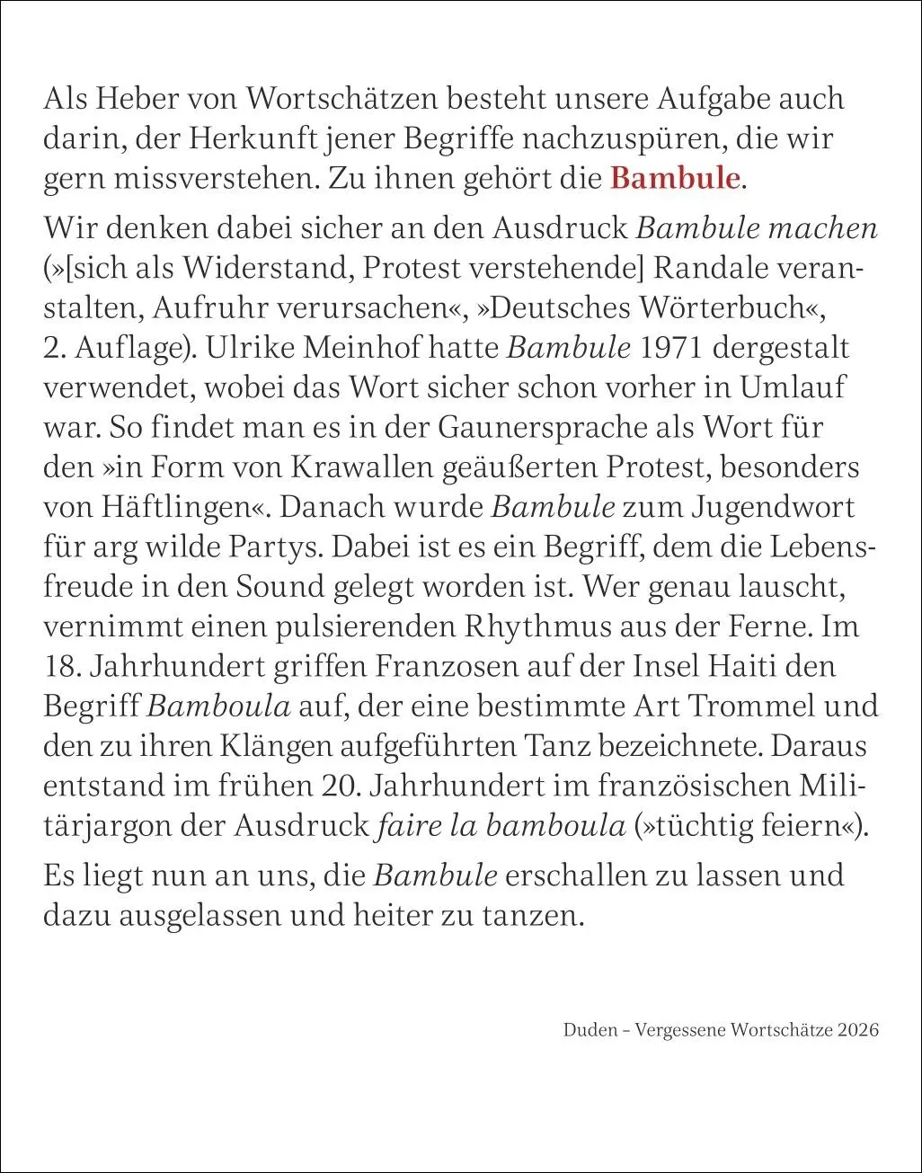 Bild: 9783840036699 | Duden Vergessene Wortschätze Tagesabreißkalender 2026 | Maik Goth