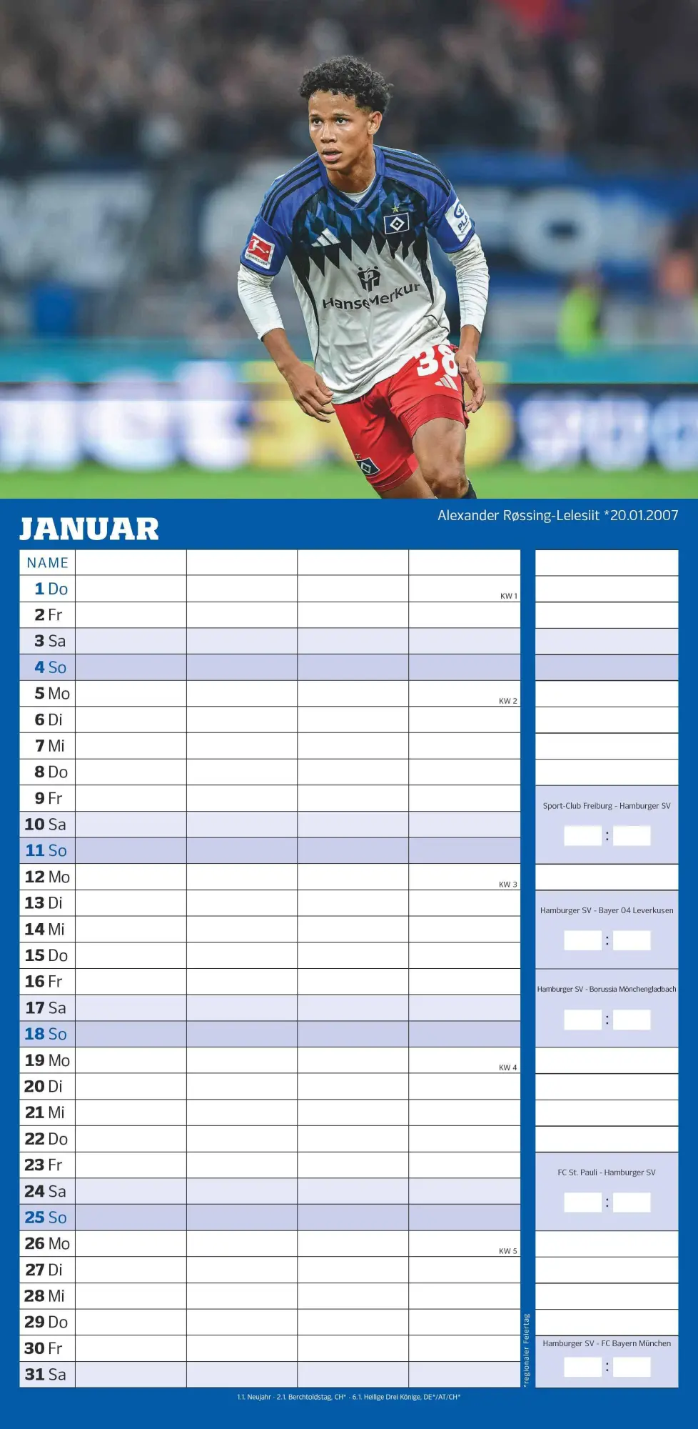 Bild: 4069095006799 | Hamburger SV 2026 - Fanplaner - Fußball-Kalender - Fan-Kalender -...