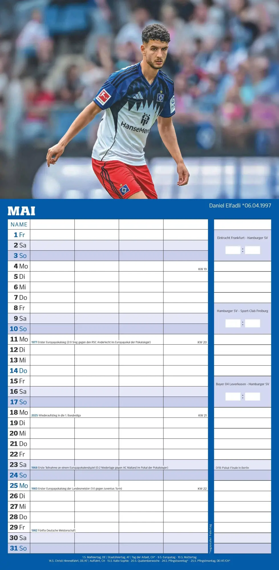 Bild: 4069095006799 | Hamburger SV 2026 - Fanplaner - Fußball-Kalender - Fan-Kalender -...