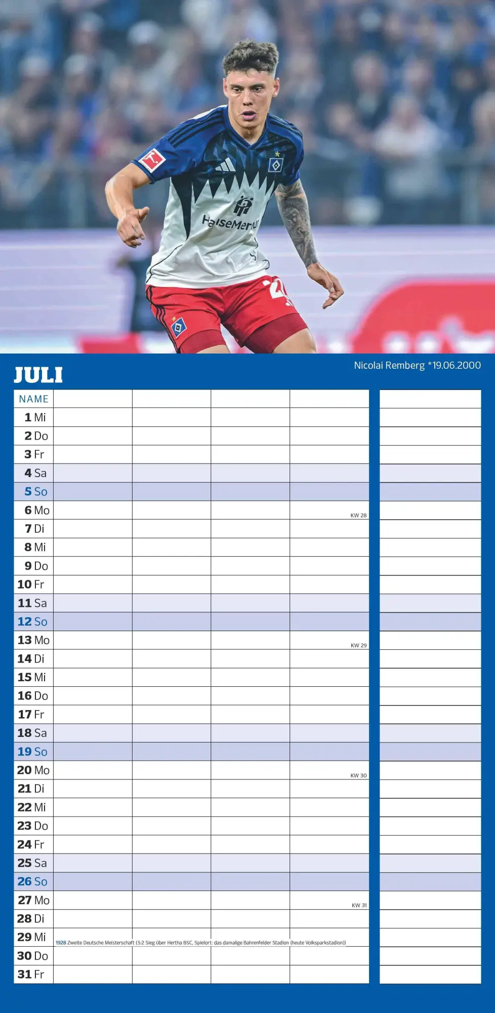 Bild: 4069095006799 | Hamburger SV 2026 - Fanplaner - Fußball-Kalender - Fan-Kalender -...