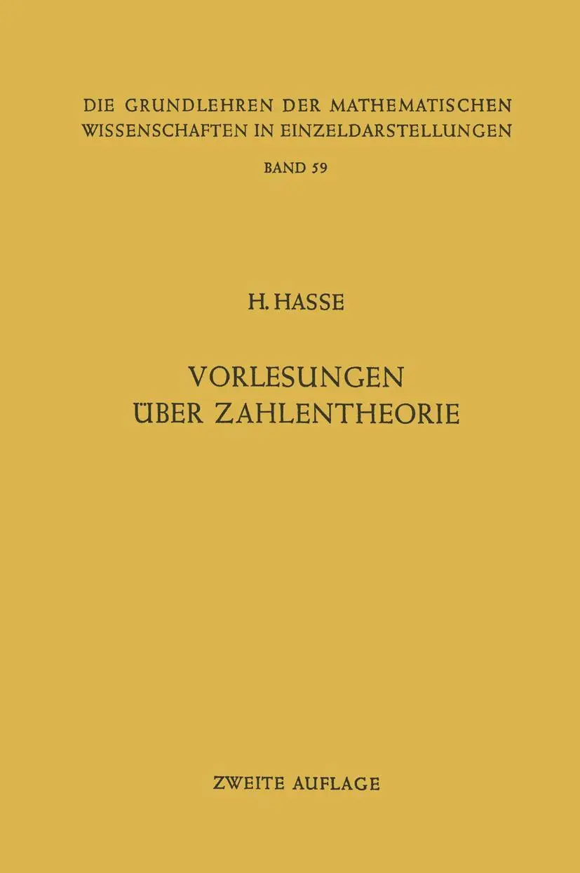 Cover: 9783642886799 | Vorlesungen über Zahlentheorie | Helmut Hasse | Taschenbuch | xvi