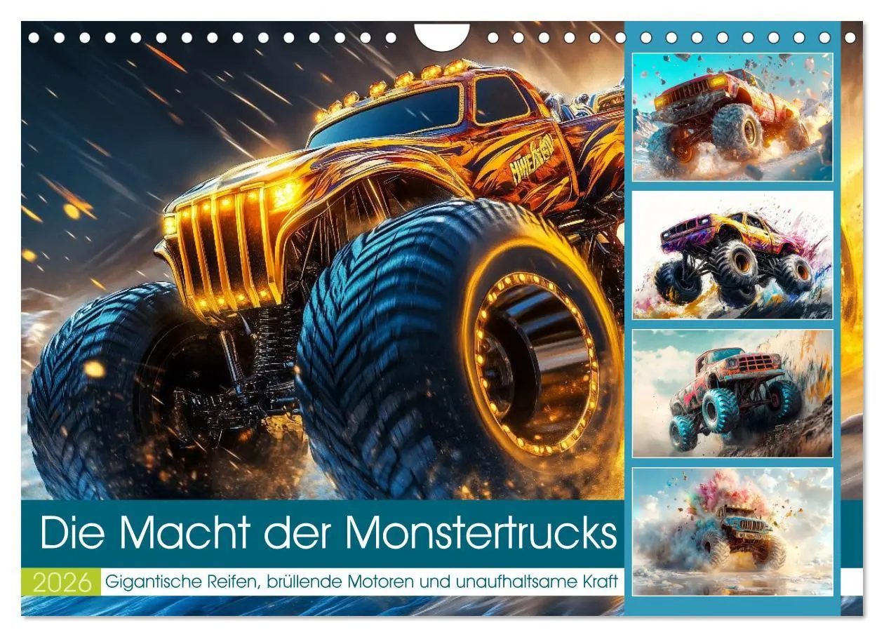 Cover: 9783457296899 | Die Macht der Monstertrucks (Wandkalender 2026 DIN A4 quer),...