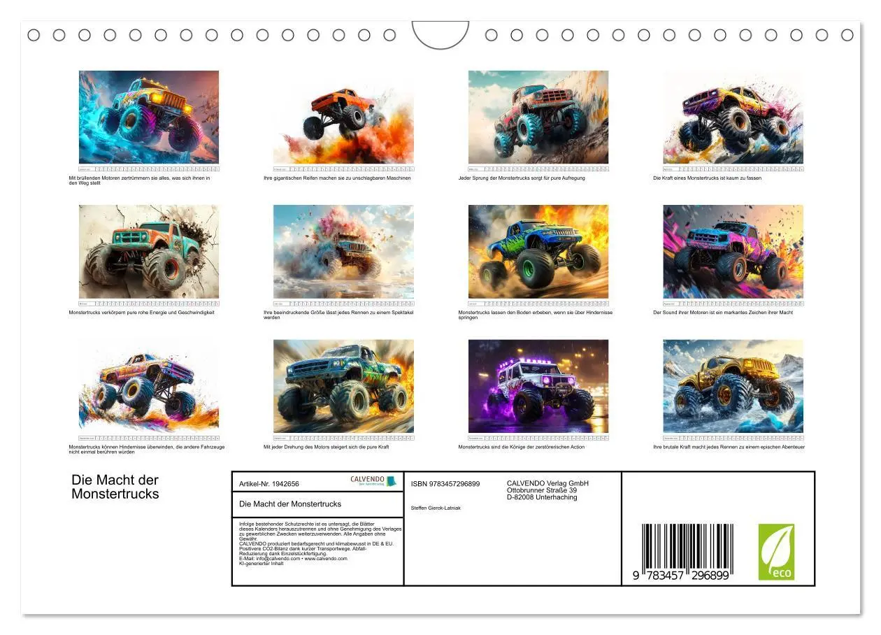 Bild: 9783457296899 | Die Macht der Monstertrucks (Wandkalender 2026 DIN A4 quer),...