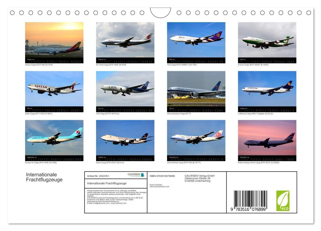 Bild: 9783516076899 | Internationale Frachtflugzeuge (Wandkalender 2026 DIN A4 quer),...