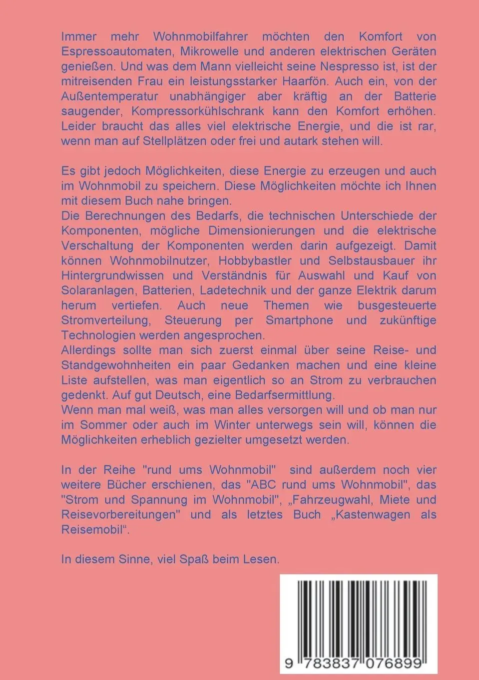 Rückseite: 9783837076899 | Strom und Spannung im Wohnmobil | Berechnung, Erzeugung, Speicherung