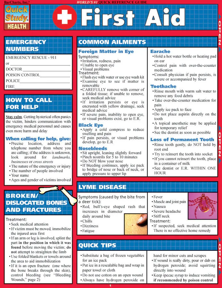 Cover: 9781572226999 | First Aid | QuickStudy Laminated Reference Guide | Publishing | 2024