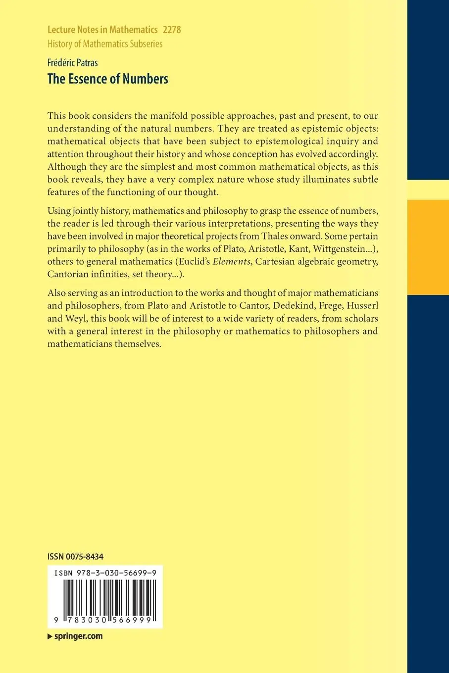 Rückseite: 9783030566999 | The Essence of Numbers | Frédéric Patras | Taschenbuch | xi | Englisch