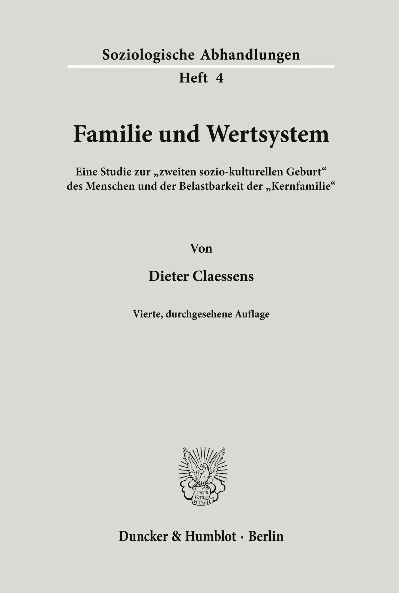 Cover: 9783428026999 | Familie und Wertsystem. | Dieter Claessens | Taschenbuch | 215 S.