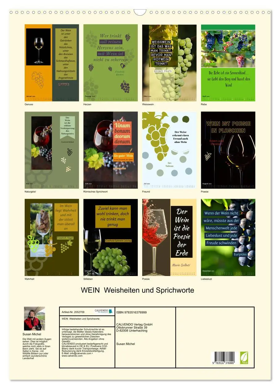 Bild: 9783516376999 | WEIN Weisheiten und Sprichworte (Wandkalender 2026 DIN A2 hoch),...