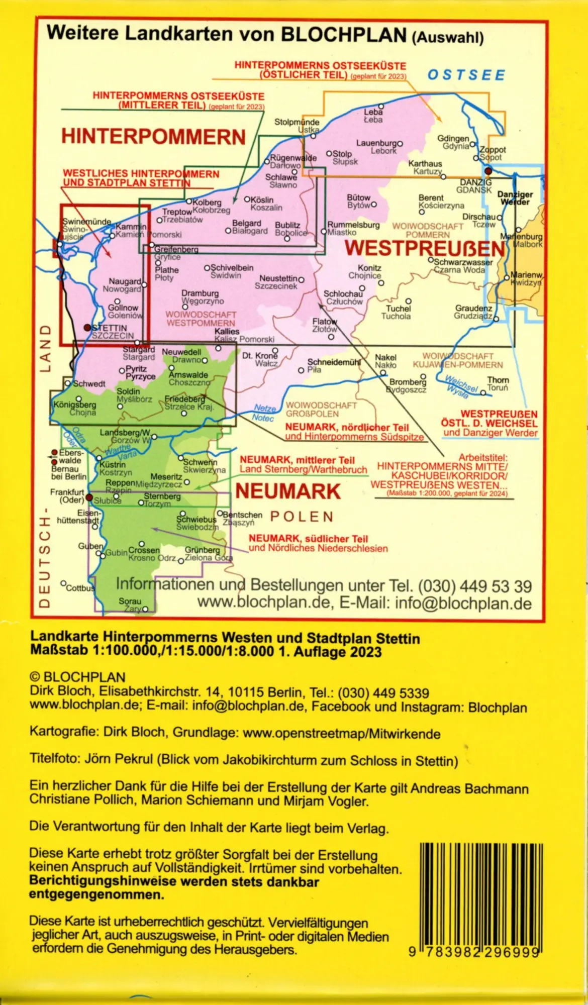 Bild: 9783982296999 | Landkarte Hinterpommerns Westen und Stadtplan Stettin | Dirk Bloch