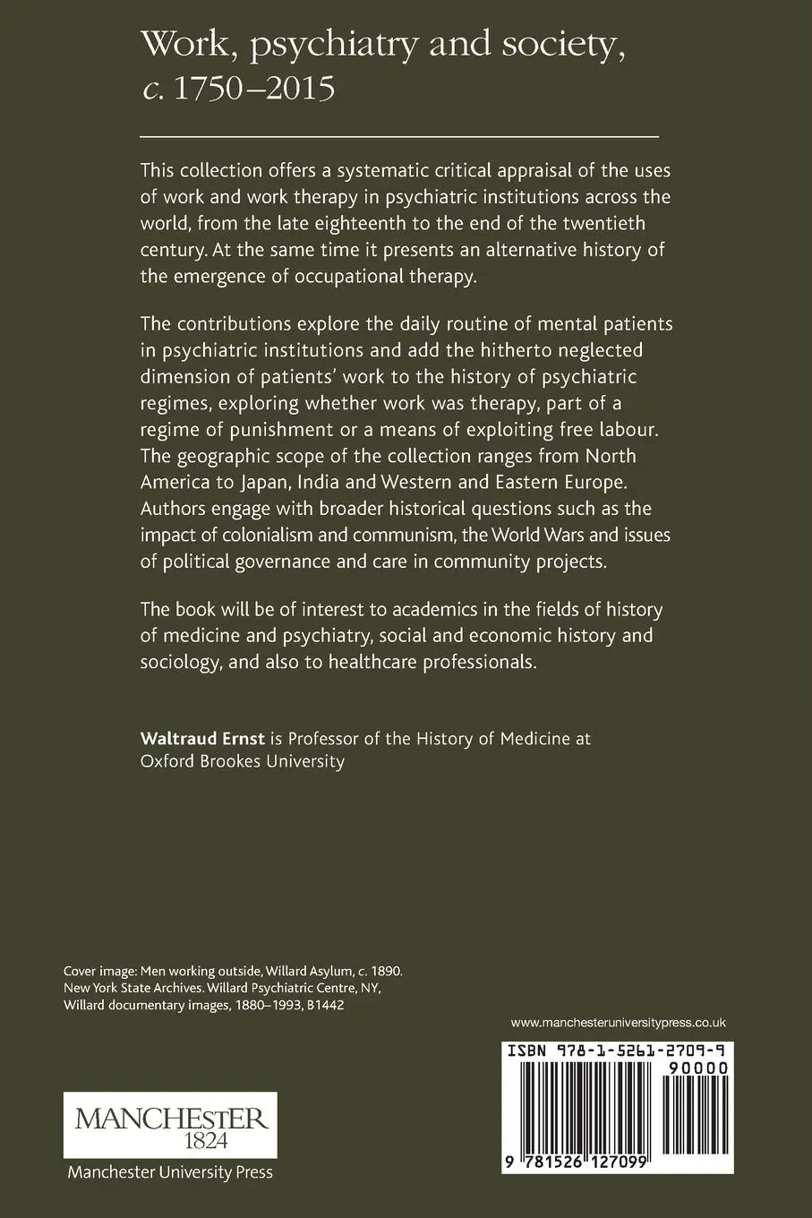 Rückseite: 9781526127099 | Work, psychiatry and society, c. 1750-2015 | Waltraud Ernst | Buch