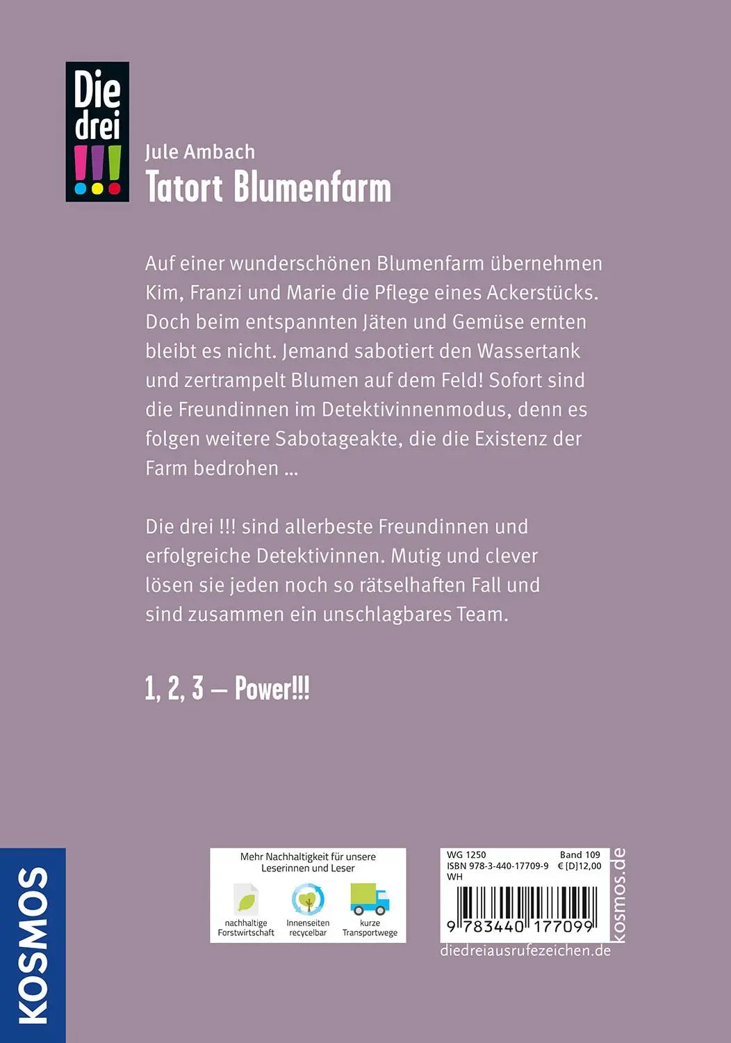 Rückseite: 9783440177099 | Die drei !!!, 109, Tatort Blumenfarm | Jule Ambach | Buch | 160 S.