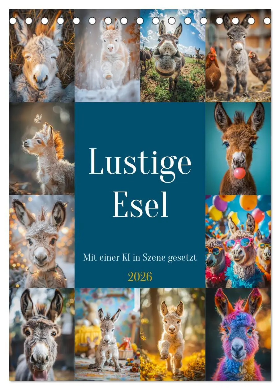 Cover: 9783516267099 | Lustige Esel (Tischkalender 2026 DIN A5 hoch), CALVENDO Monatskalender