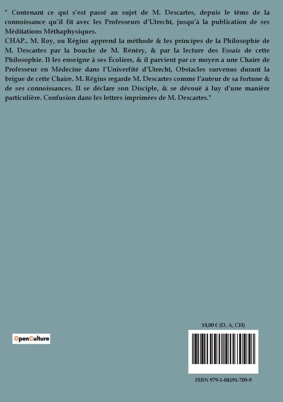 Rückseite: 9791041917099 | La Vie de Descartes | Adrien Baillet | Taschenbuch | Paperback | 2023