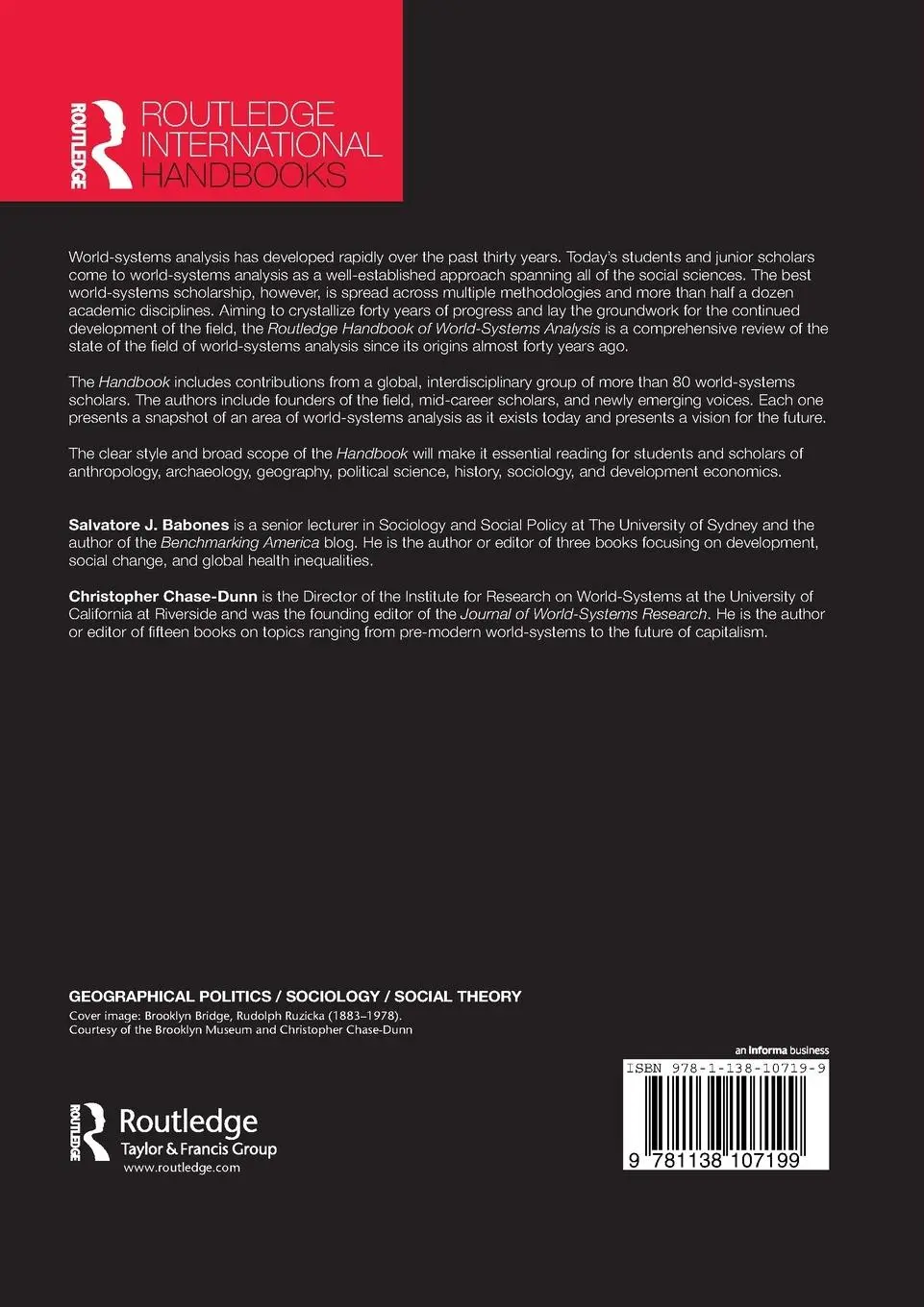 Rückseite: 9781138107199 | Routledge Handbook of World-Systems Analysis | Babones (u. a.) | Buch