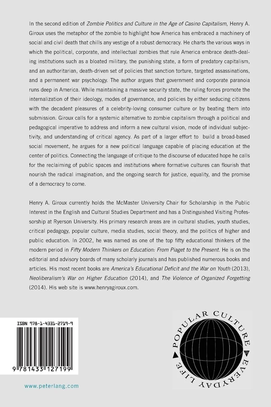 Rückseite: 9781433127199 | Zombie Politics and Culture in the Age of Casino Capitalism | Giroux