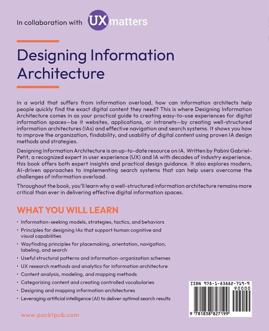 Rückseite: 9781838827199 | Designing Information Architecture | Pabini Gabriel-Petit | Buch