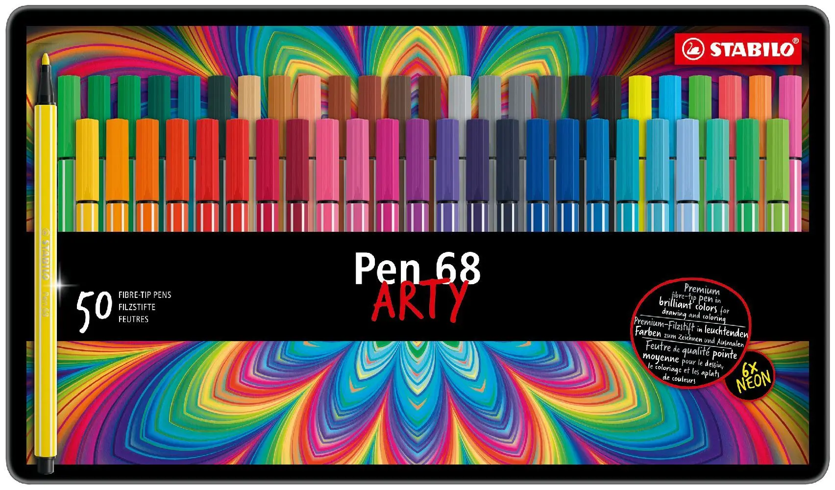 Cover: 4006381327299 | Premium-Filzstift - STABILO Pen 68 - 50er Metalletui - mit 46...